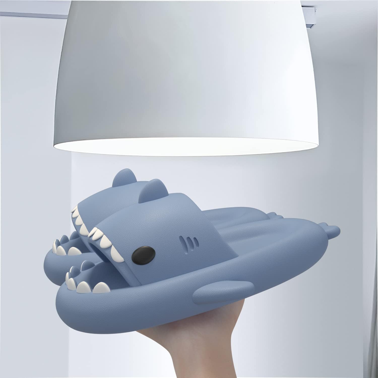 Boys Girl Cloud Shark Slides Non-Slip Novelty Open Toe Sandals Extremely Comfy Cushioned Thick Sole Cute Cartoon Shower Slippers Indoor & Outdoor