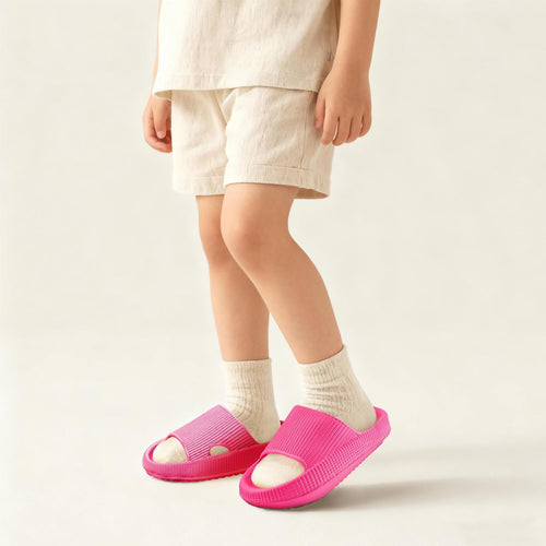 Cloud Slides for Kids, Toddler Boys Girls Pillow Shower Bathroom Slippers, Non-Slip Open Toe Super Soft Comfy Thick Sole Home House Beach Clouds Cushion Slide Sandals for Indoor Outdoor Shoes