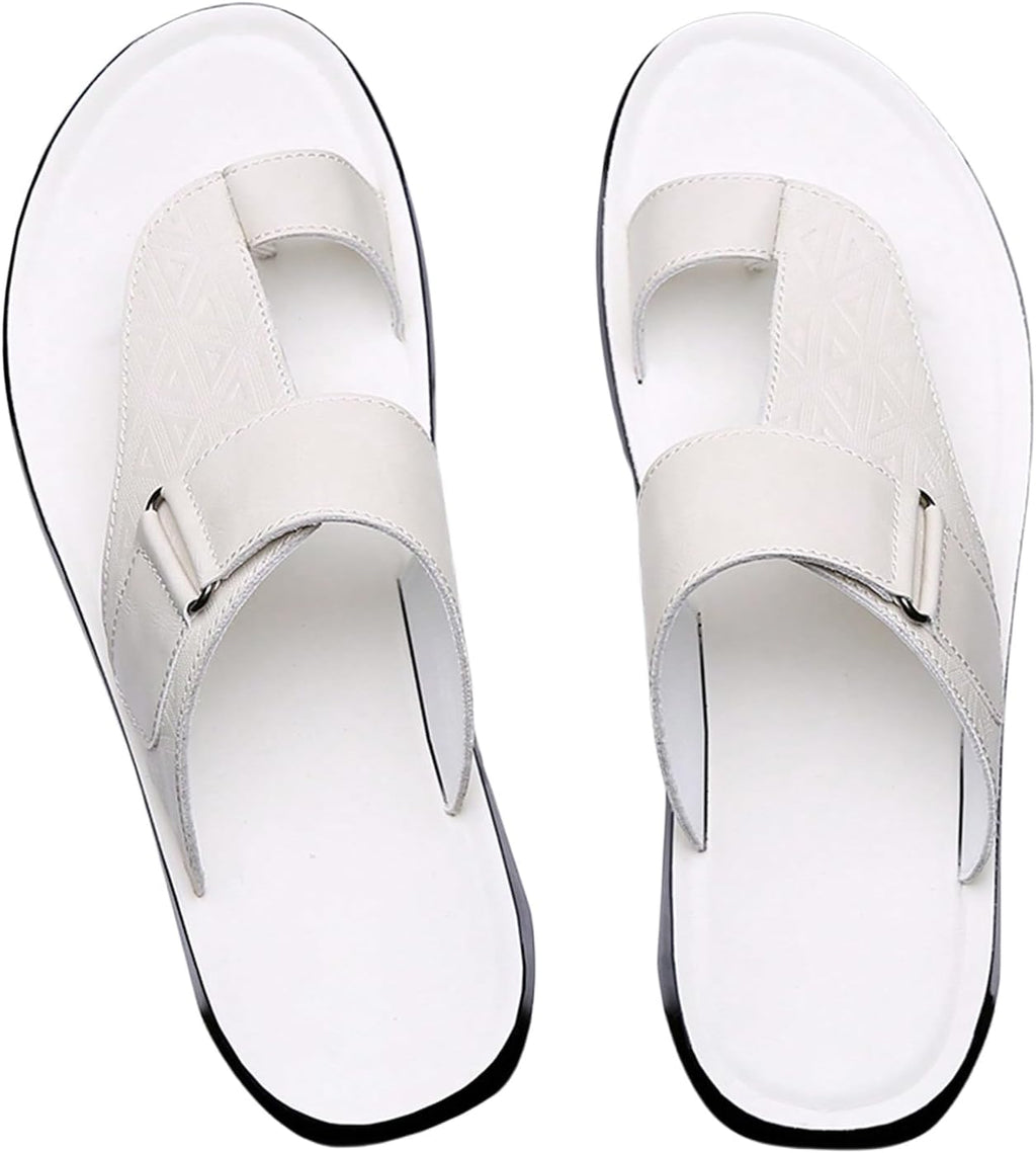 Men's PU Leather Thong Sandals Open Toe Slip on Slippers