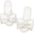 Women's Satin Open-Toe Bow Slippers Memory Foam Indoor Bedroom House Shoes