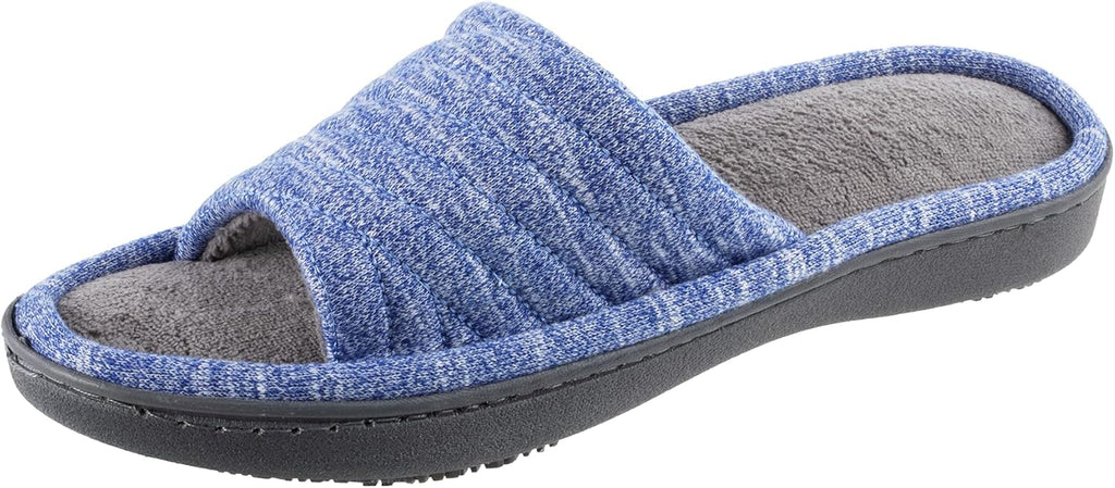 Women's Premium Knit Slide Slippers - Moisture-Wicking Lining, Rubber Indoor/Outdoor Sole - Machine Washable House Shoes