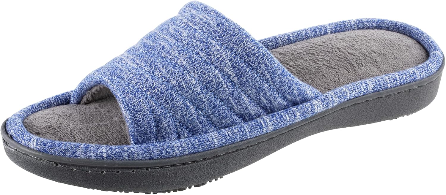 Women's Premium Knit Slide Slippers - Moisture-Wicking Lining, Rubber Indoor/Outdoor Sole - Machine Washable House Shoes