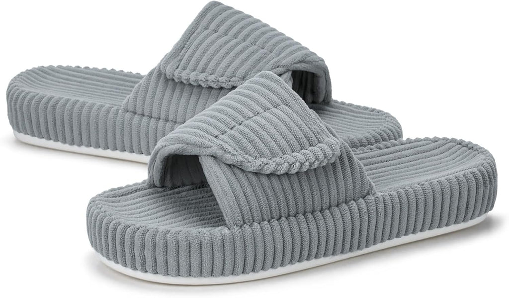 Women's Orthopedic Arch Support Slippers House Slippers for Women Adjustable Memory Foam Open Toe Indoor Bedroom Shoes Slide