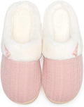 Women's Slip on Fuzzy Slippers Memory Foam House Slippers Outdoor Indoor Warm Plush Bedroom Shoes Scuff with Faux Fur Lining